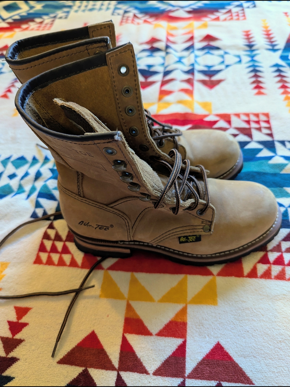 Ad Tec Work Lace-Up Tan Leather Boots